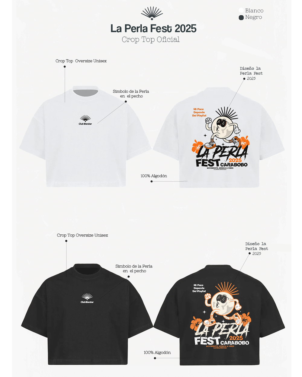 Camisa / Crop Top Club LA PERLA FEST Carabobo 2025