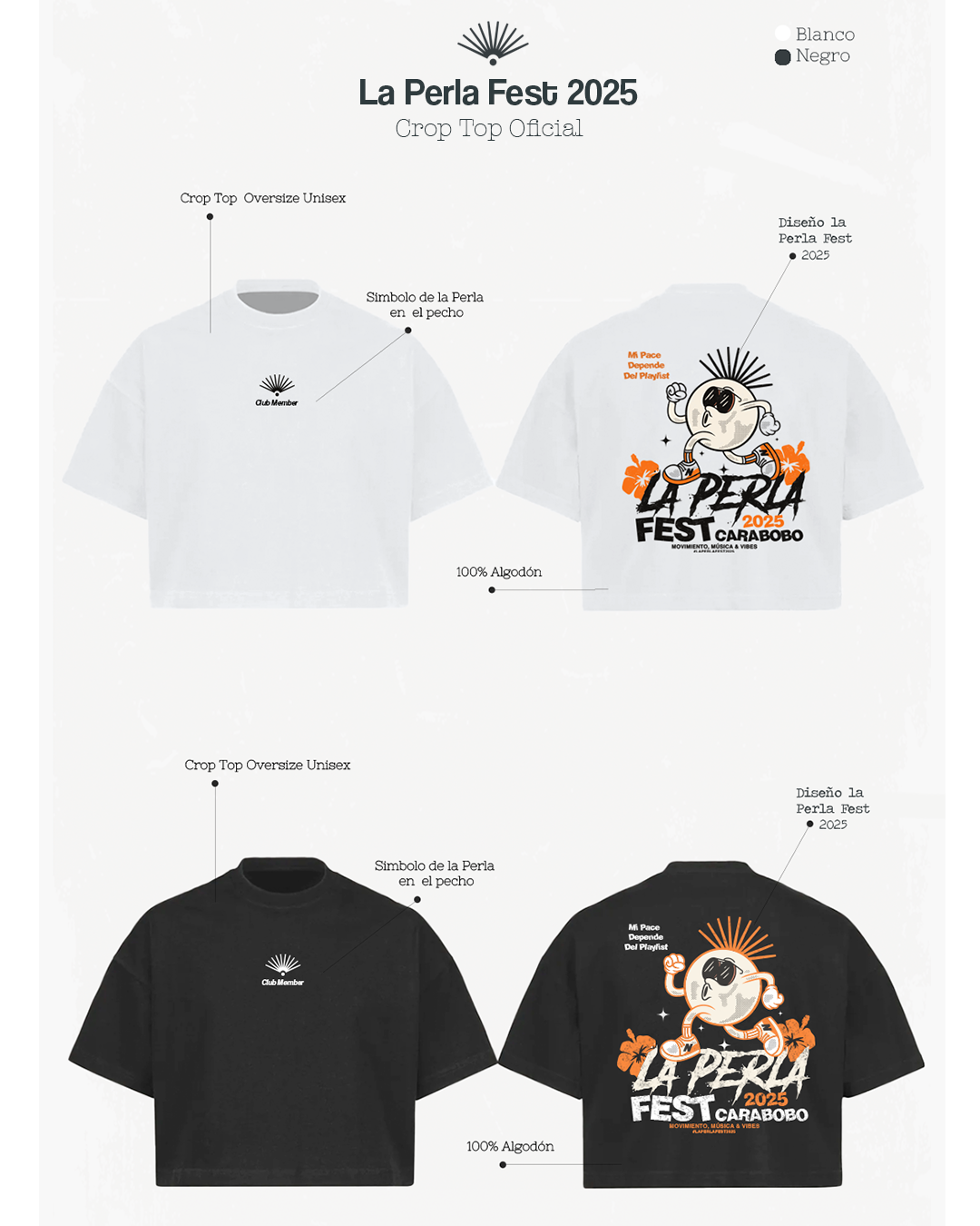 Camisa / Crop Top Club LA PERLA FEST Carabobo 2025